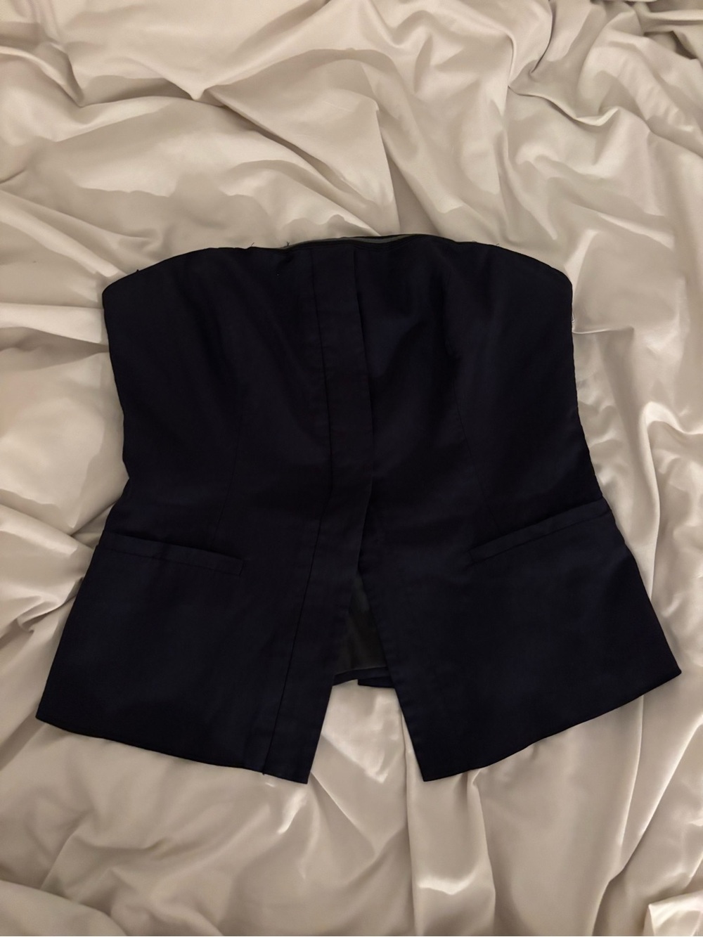 A.L.C. Strapless Navy Peplum Corset Top